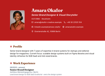 CV in the “Bold” layout